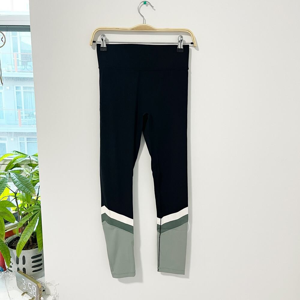 All Access Black & Green Color Block Leggings Siz… - image 1